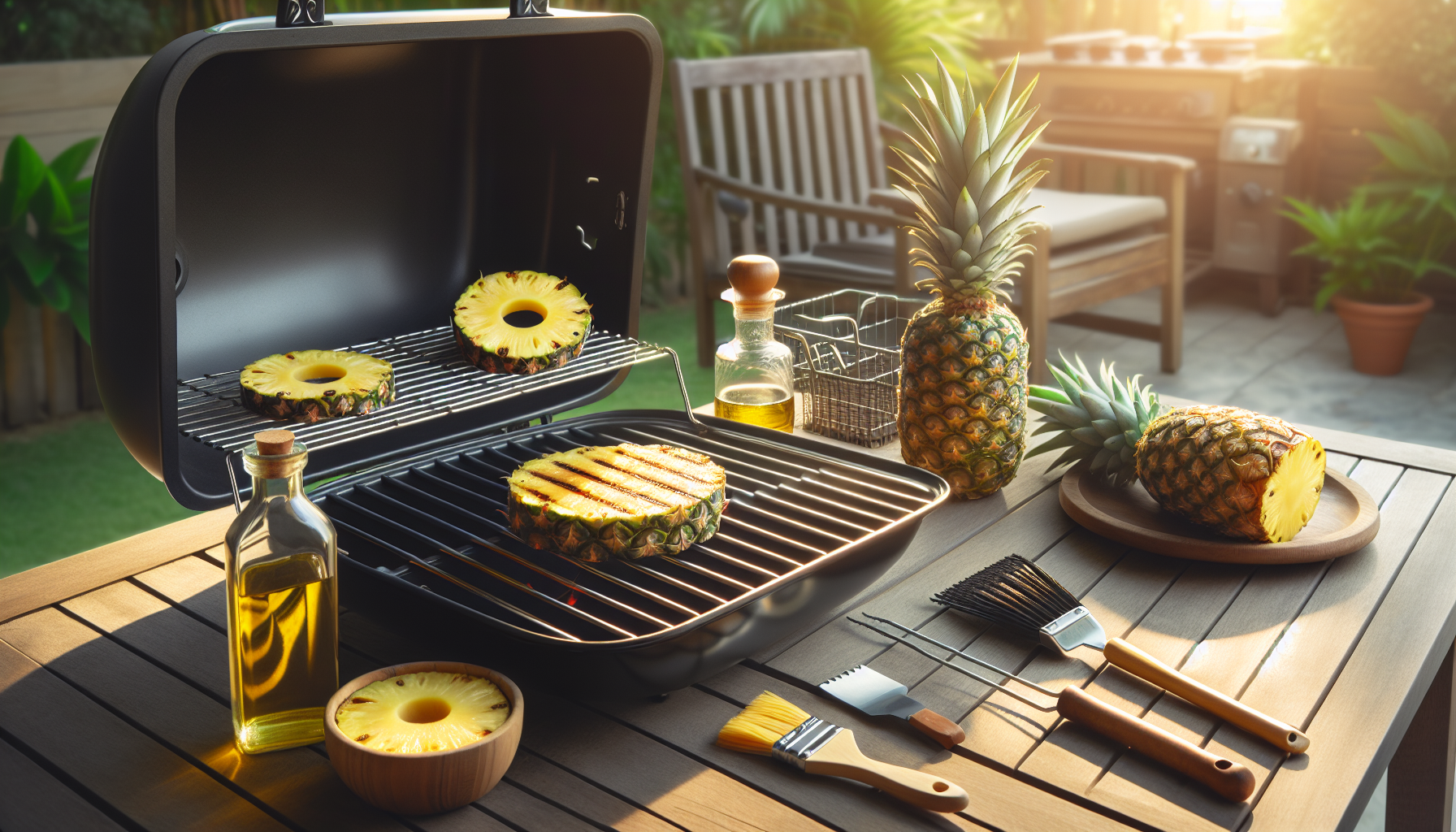 How does one stop a sticky slice of pineapple from sticking to the grill? Image 159
