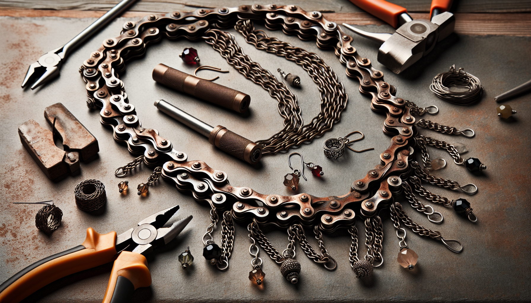 How does one turn a rusty bike chain into a fashionable necklace? Image 199