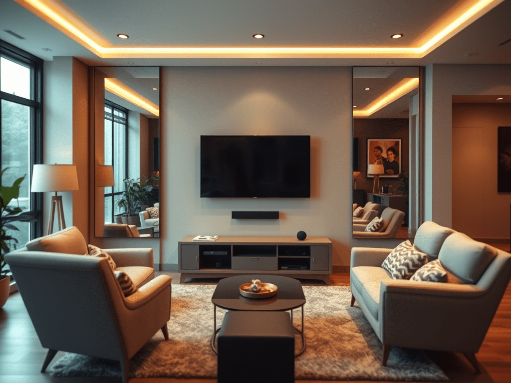 How does one create a home entertainment system by strategically rearranging mirrors? Image 18