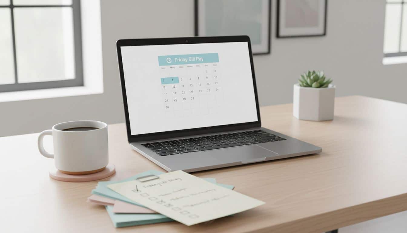 How does one set up a 10-minute "bill-pay Friday" so due dates stop sneaking up (autopay, reminders, and the one manual step)